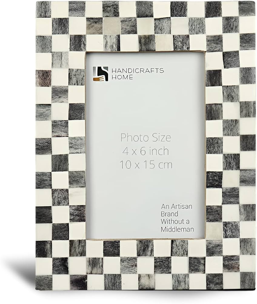 Handicrafts Home Checked Pattern Picture Photo Frame Handmade Naturals Bone Frames For Photo Fram... | Amazon (US)