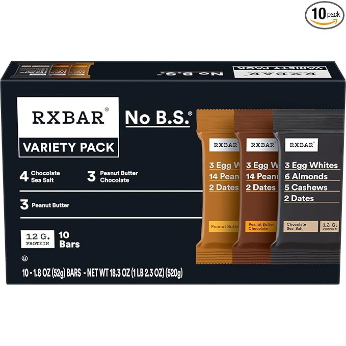 RXBAR Protein Bars, Protein Snack, Snack Bars, Variety Pack, 18.3oz Box (10 Bars) | Amazon (US)