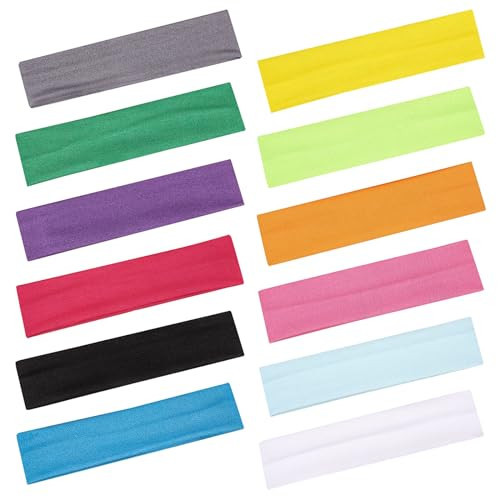 BOYYJING Hairband, 12 Colors Soft Elastic Hair Headband for Gym Exercise Sport Yoga, Casual Fashion Women Hair Accessories, Girl Women Head Bands, 12 Count | Amazon (US)