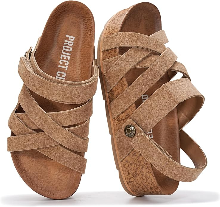 Project Cloud 100% Genuine Leather Platform Sandals Women – Strappy Wedges with Comfortable Plu... | Amazon (US)