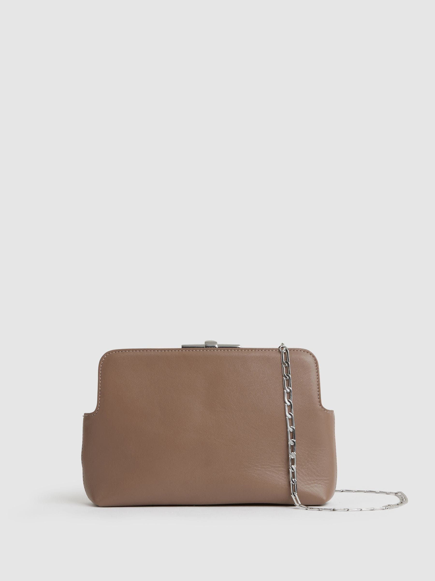 Reiss Reiss Neutral Bethany Leather Frame Clutch Bag | Next US