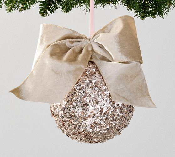 LoveShackFancy Glitter with Bow Ornament | Pottery Barn (US)
