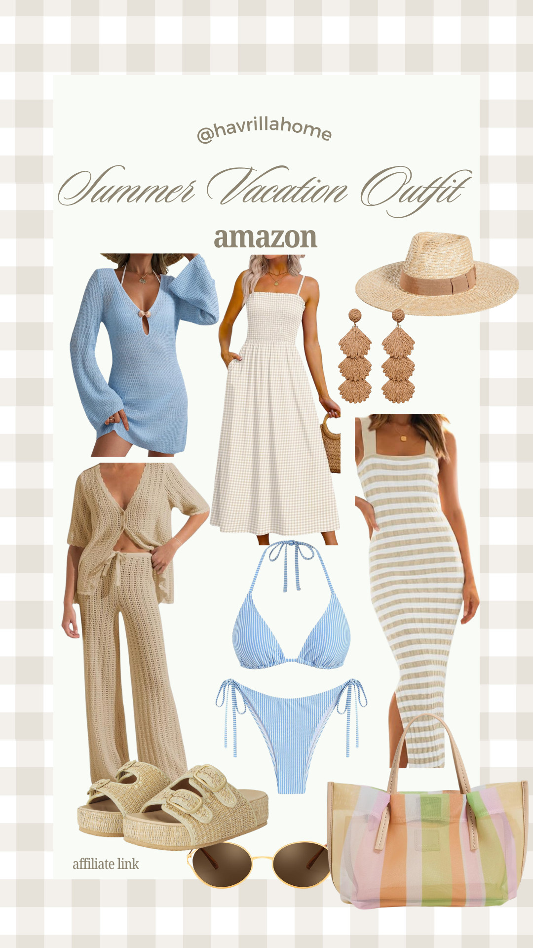Summer vacation outfit amazon, neutral summer outfits, striped dress outfit, beach resort wear, coastal outfit aesthetic, straw hat outfit, woven sandals outfit, crochet set outfit, bikini cover up outfit, vacation capsule wardrobe

#LTKSeasonal #LTKSaleAlert #LTKTravel
