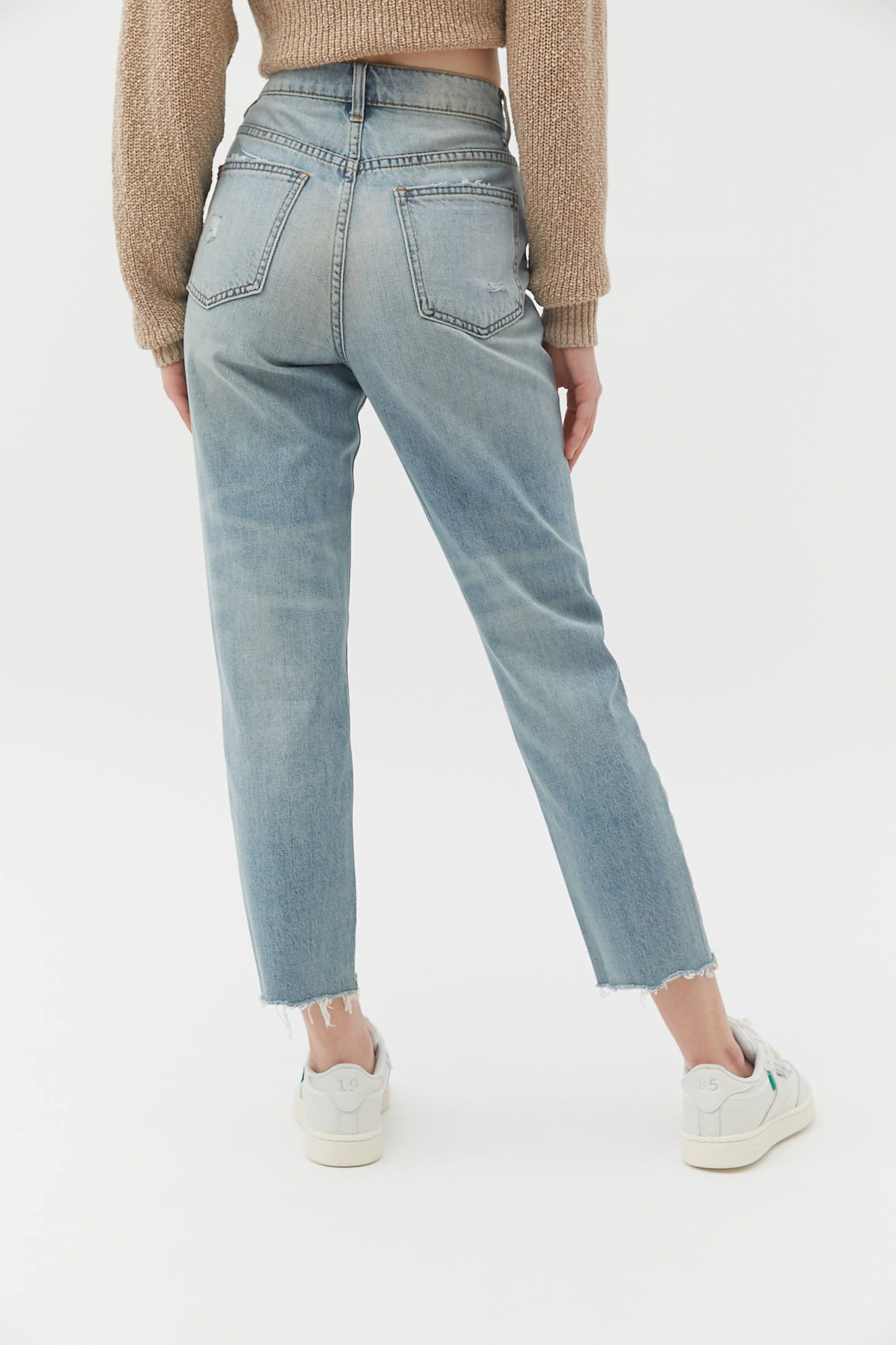 BDG High-Rise Slim Straight Jean - Distressed Light Wash | Urban Outfitters (US and RoW)