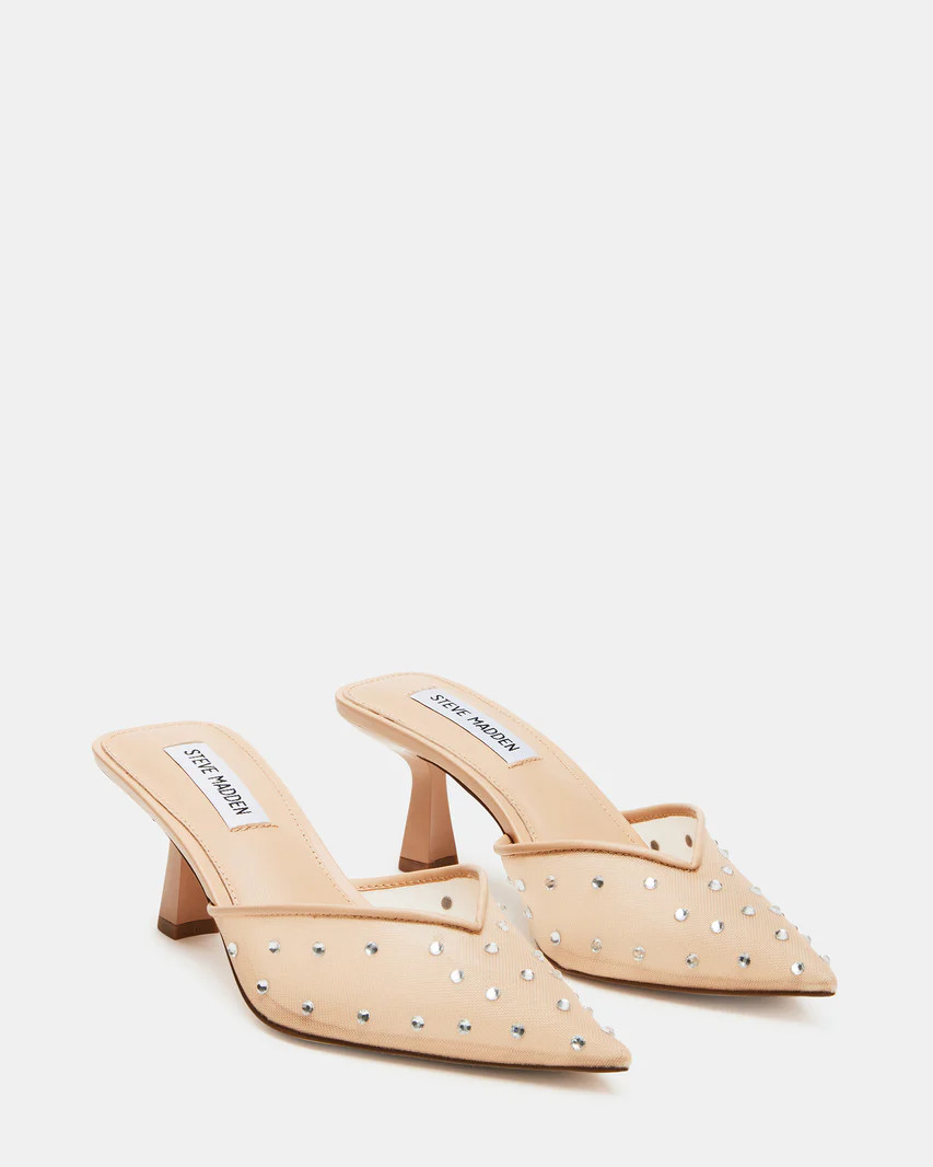 MOD Mesh Blush Kitten Heel Pointed Toe Mule | Women's Heels | Steve Madden (US)