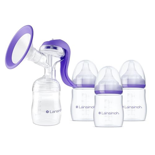 Lansinoh Pump & Go Breastfeeding Bundle – Manual Breast Pump for Breastfeeding and Milk Expression + 3 Count 5 oz Baby Bottles with Slow Flow Nipples (Size 2S), Newborn Feeding Essentials | Amazon (US)