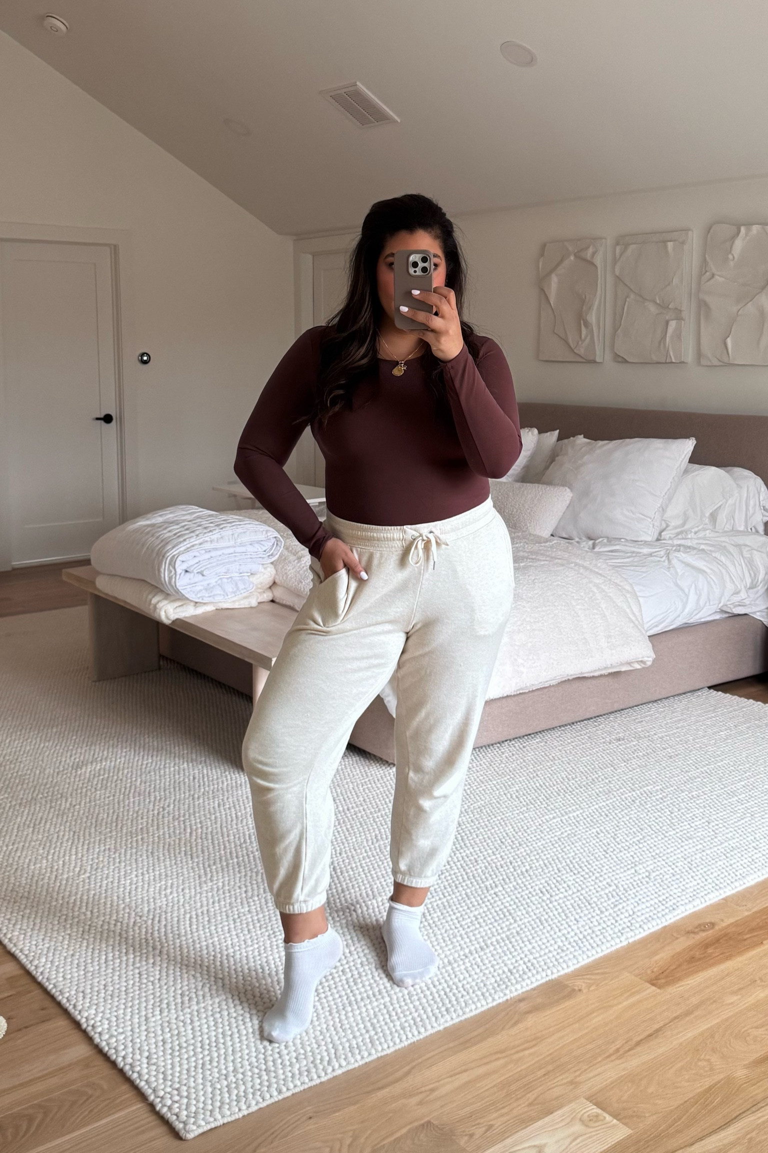 midsize outfit of the day 1.16.25 — guys… this bodysuit is my new favorite amazon find + on sale right now for $19!!! I’m buying more colors asap — wearing a size XL in bodysuit & L in aerie joggers. I am 5’9” 38D size 12/xl ♡

#LTKStyleTip #LTKMidsize #LTKFindsUnder50