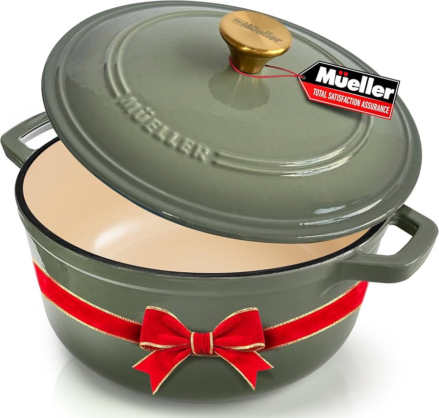 MUELLER HOME 6 Quart Enameled Cast Iron Dutch Oven For Sourdough Bread Baking, Heavy-Duty, Oven-S... | Amazon (US)