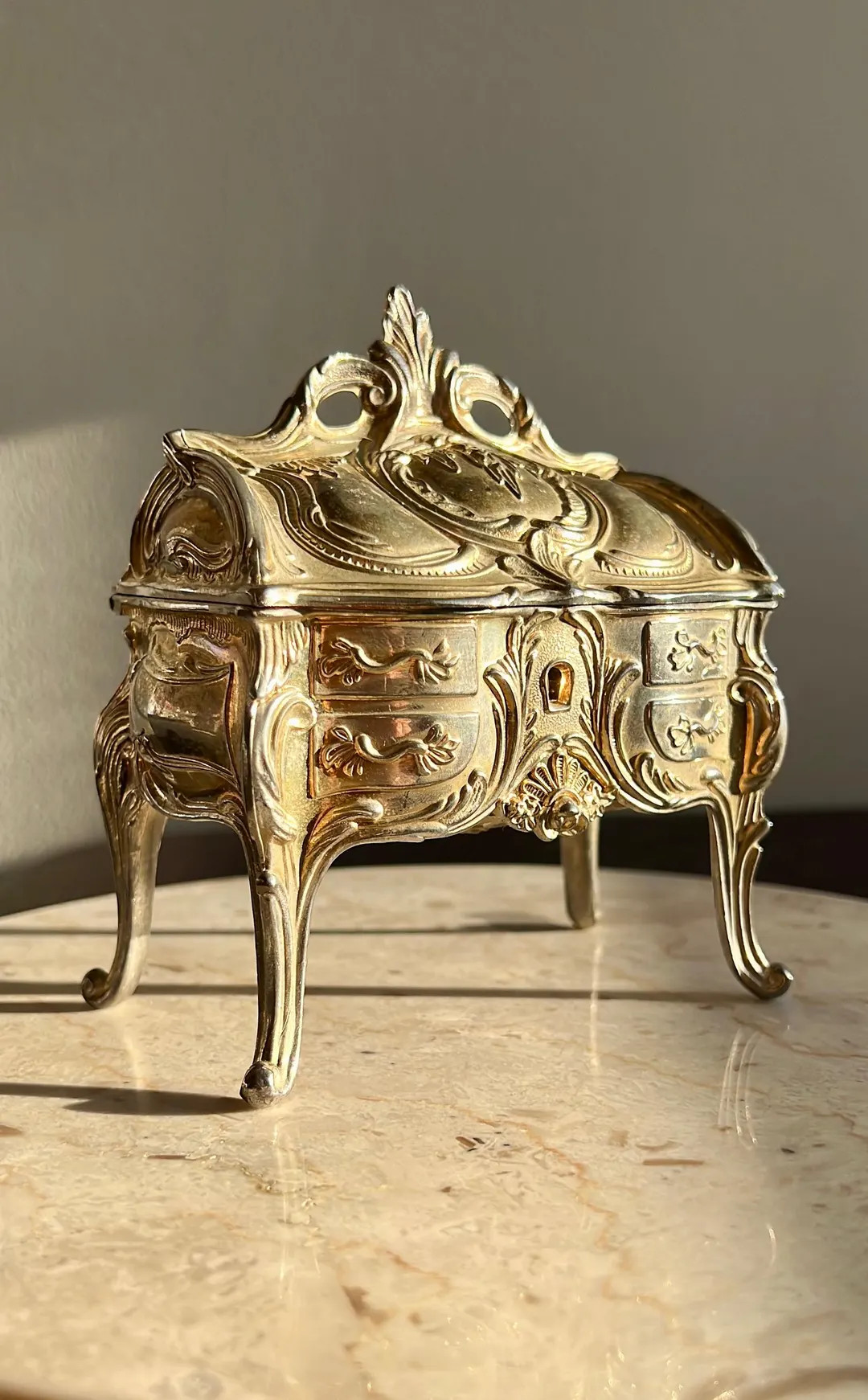 Art Nouveau Silver Plated Jewelry Casket Velvet Lined Romantic Antique/ Vintage French Style Trin... | Etsy (US)