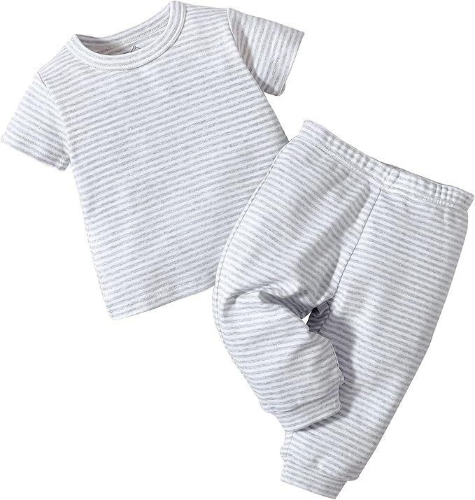 SOBOWO Newborn Baby Boys Girls Pajamas Set Stripe Unisex Toddler 100% Cotton Two Piece Sleepwear ... | Amazon (US)