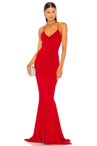 X REVOLVE Low Back Slip Mermaid Fishtail Gown in Red | Revolve Clothing (Global)