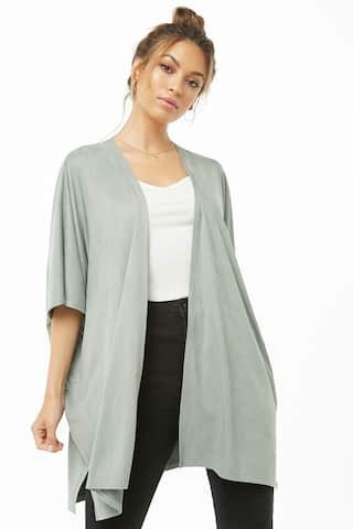 Faux Suede Open-Front Kimono | Forever 21 (US)