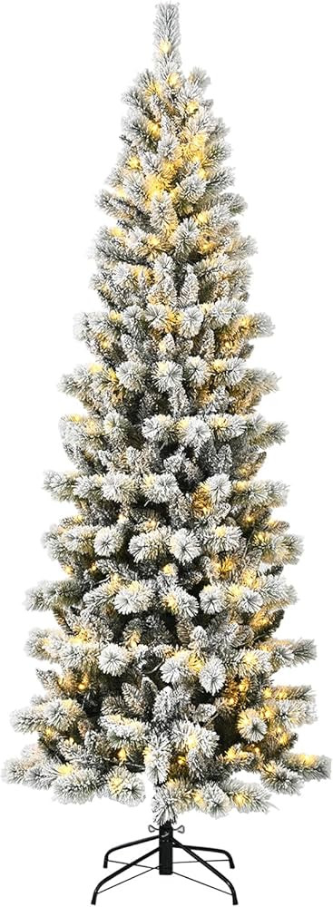 DORTALA Pre-lit Christmas Tree, 8FT Snow Flocked Pine Artificial Xmas Tree with Remote Control, 7... | Amazon (CA)