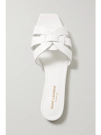 SAINT LAURENT - Nu Pieds Woven Leather Slides - White | NET-A-PORTER (US)