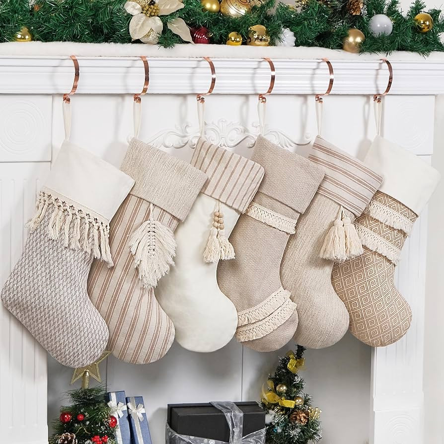 GEX Christmas Stockings 6 Pack for Family 20" Large Rustic Farmhouse Country Xmas Stockings with ... | Amazon (US)