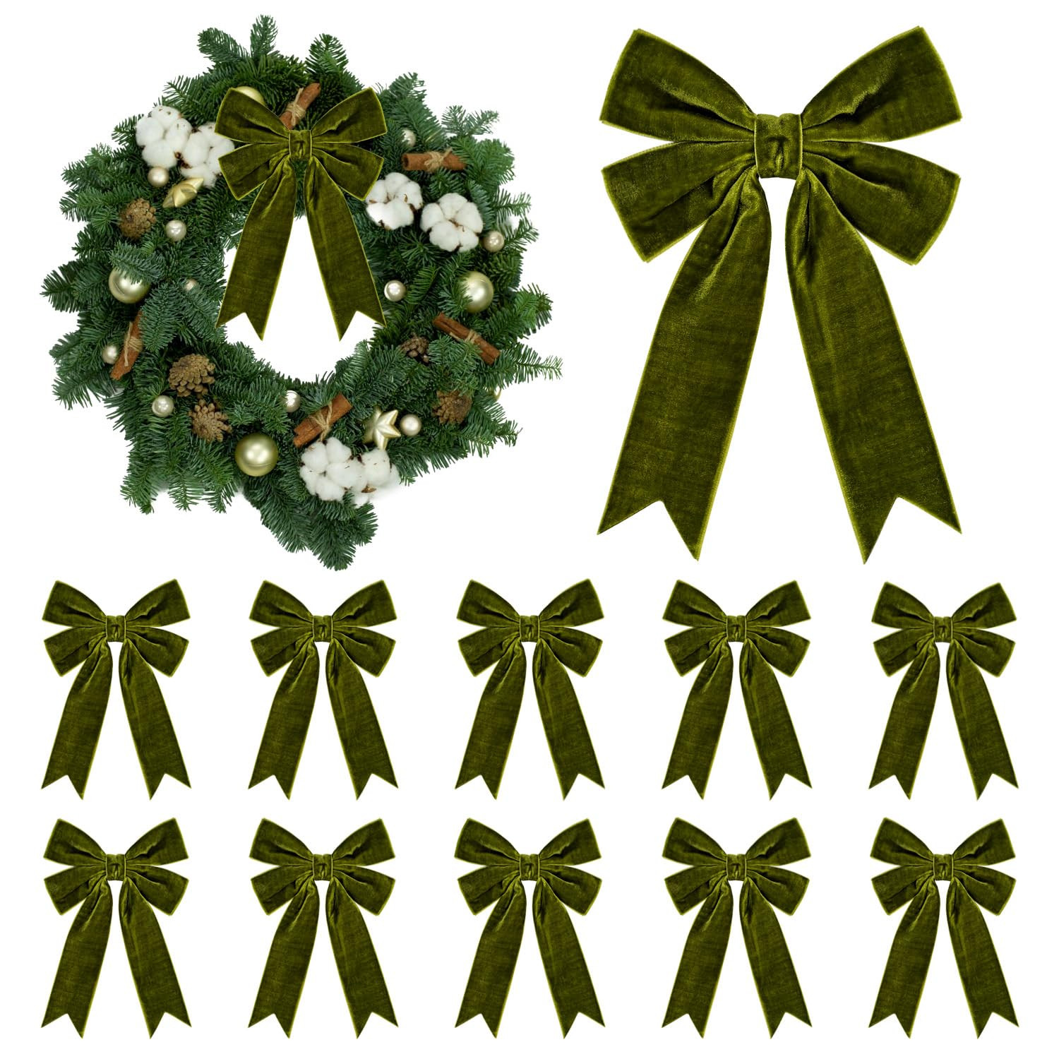 KKSTY 10 Pcs Velvet Ribbon Bow, 5x7inches Vintage Velvet Bows Ornaments for Christmas Tree Garlan... | Amazon (UK)