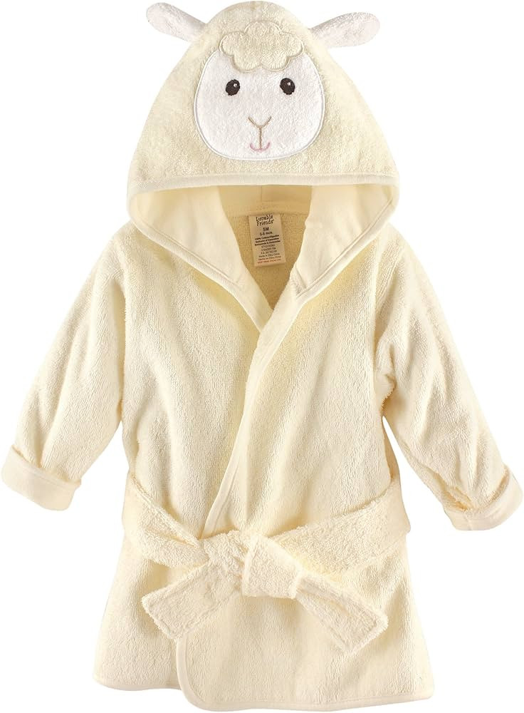 Luvable Friends Unisex Baby Cotton Animal Face Bathrobe, Lamb, One Size | Amazon (US)