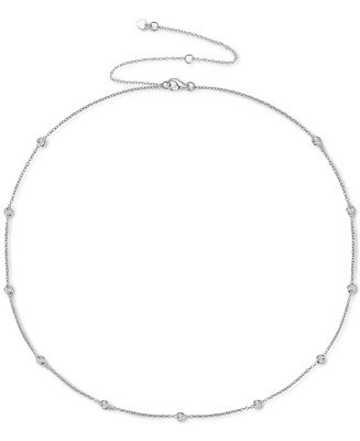 Diamond Bezel Necklace (1/10 ct. t.w.) in Sterling Silver, 14k Gold-Plated Sterling Silver or 14k... | Macy's