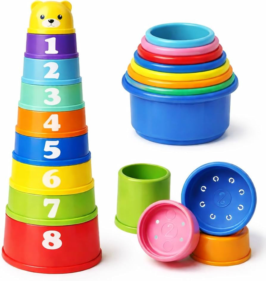 9 Pieces Baby Stacking Cups, Toddler Bath Toys Baby Toy For Activity Nesting Cup Pre-school Learn... | Amazon (UK)