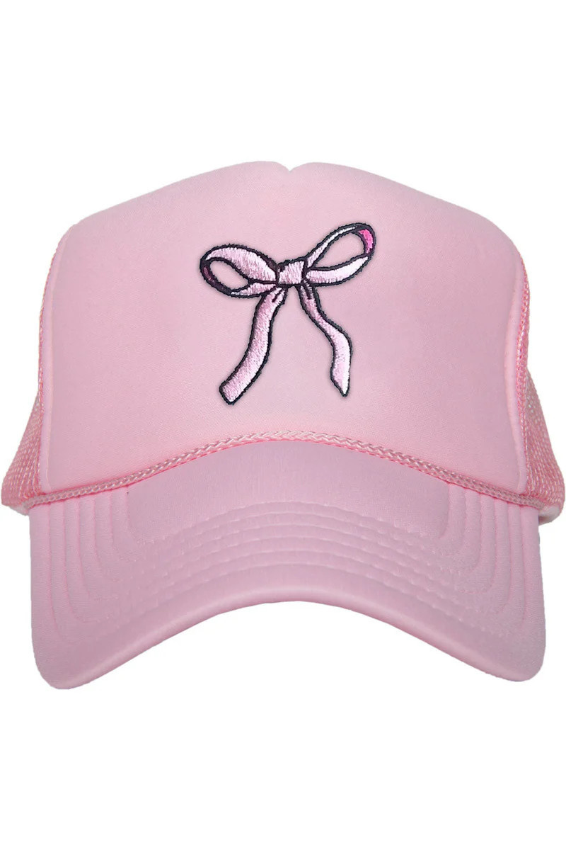 Coquette Pink Bow Foam Trucker Hat Light Pink | Katydid.com
