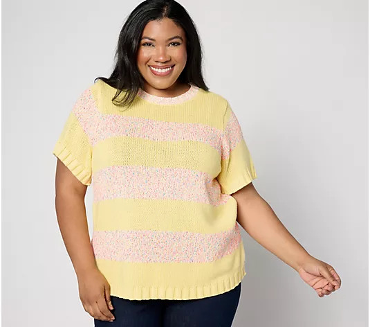 Peace Love World Short Sleeve Neon Sweater - QVC.com | QVC