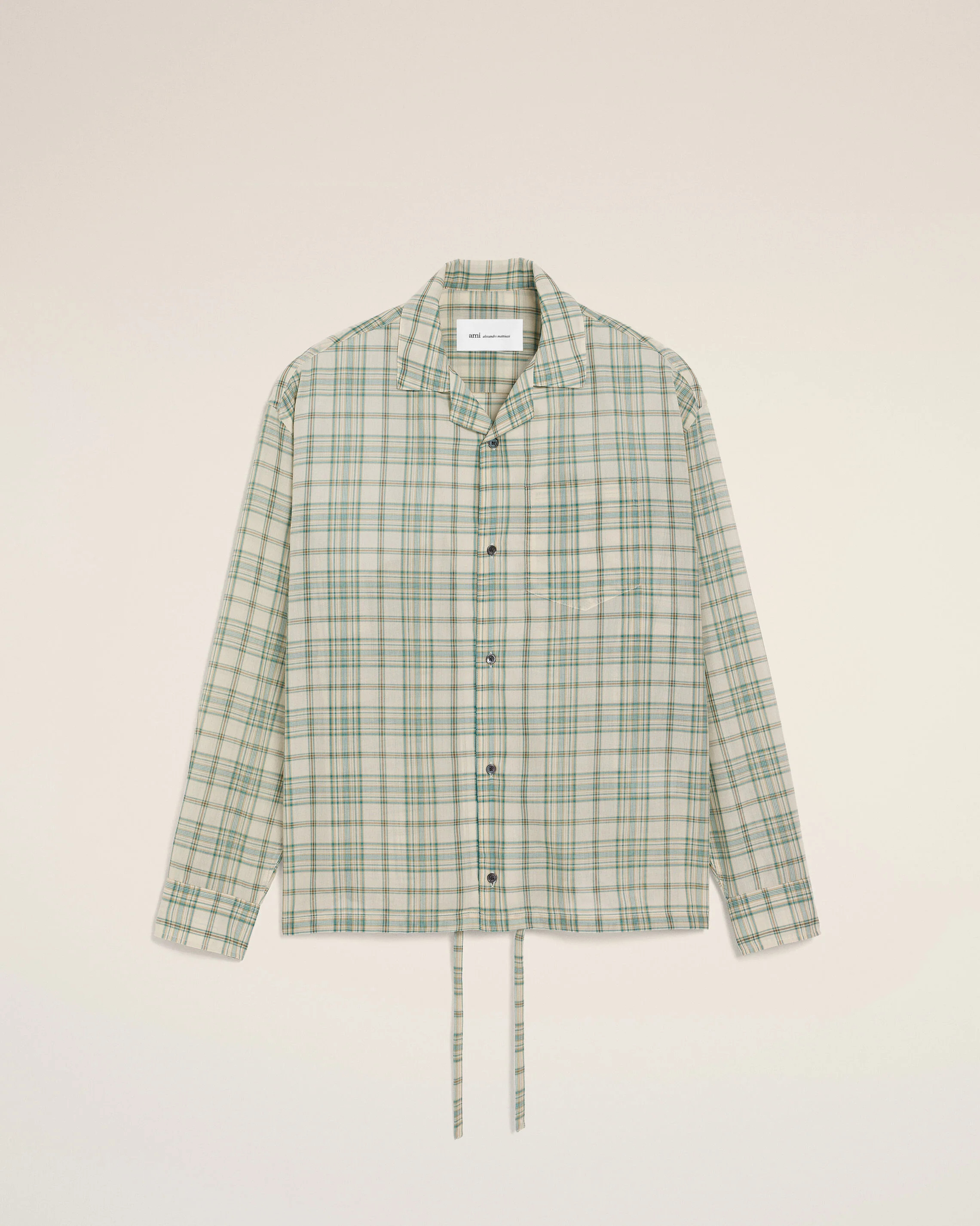 FIR GREEN/CREAM WHITE Green Boxy Cotton Checkered Shirt | Ami Paris | AMI Paris FR