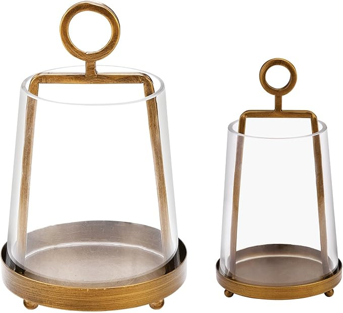 6" & 4" Wide Modern Farmhouse Metal Hurricane Candle Holder with Handmade Sturdy Glass Sleeve in ... | Amazon (US)