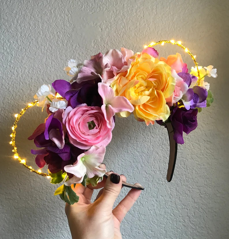 Rapunzel Inspired Floral Light Up Mickey Ears | Etsy (US)