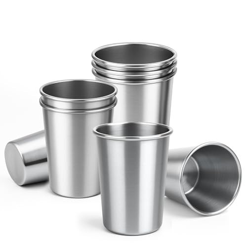 Cafezi 12 oz Stainless Steel Cups 8 Pack, Stackable Metal Drinking Glasses, Unbreakable & Shatterproof Mini Tumblers, BPA Free for Home, Bar, Restaurant, Party, Travel, Camping, Outdoors | Amazon (US)