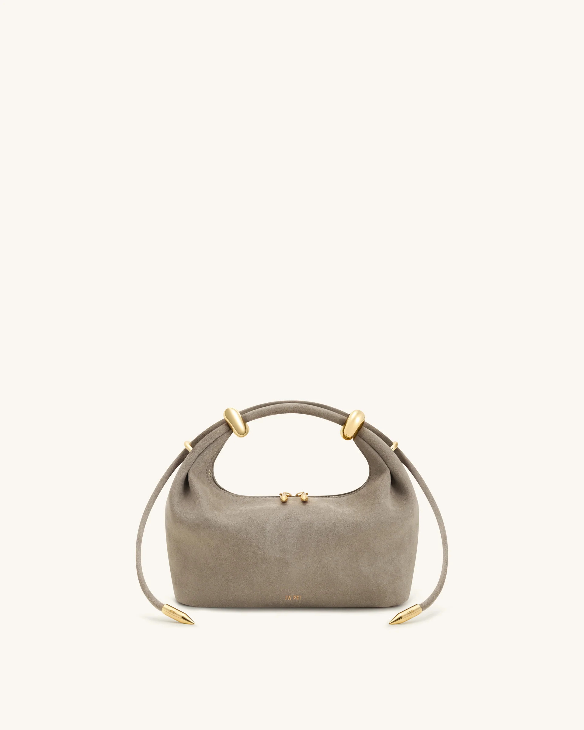 Ellie Faux Suede Metal Ring Embellished Top Handle Bag - Grey | JW PEI US
