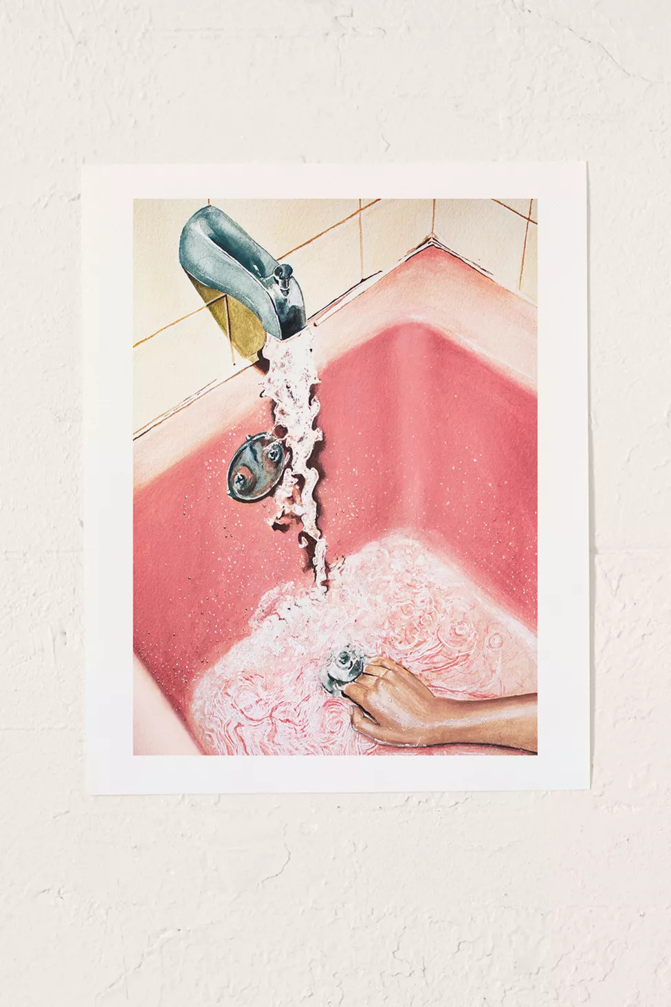PrettyPainter Vintage Pink Bathroom Art Print | Urban Outfitters (US and RoW)