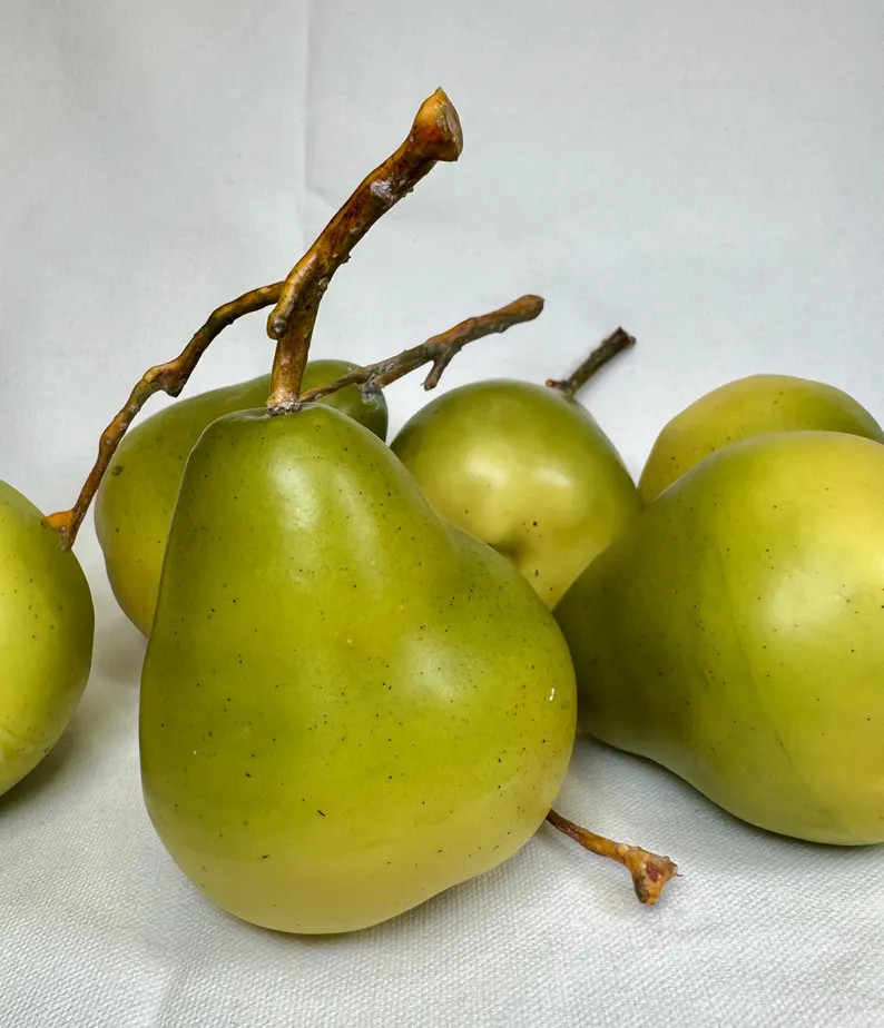 Set of 6 Yellow & Green Lifelike Pears for Seasonal Home Decor, Handcrafted Floral Centerpieces, ... | Etsy (Global)