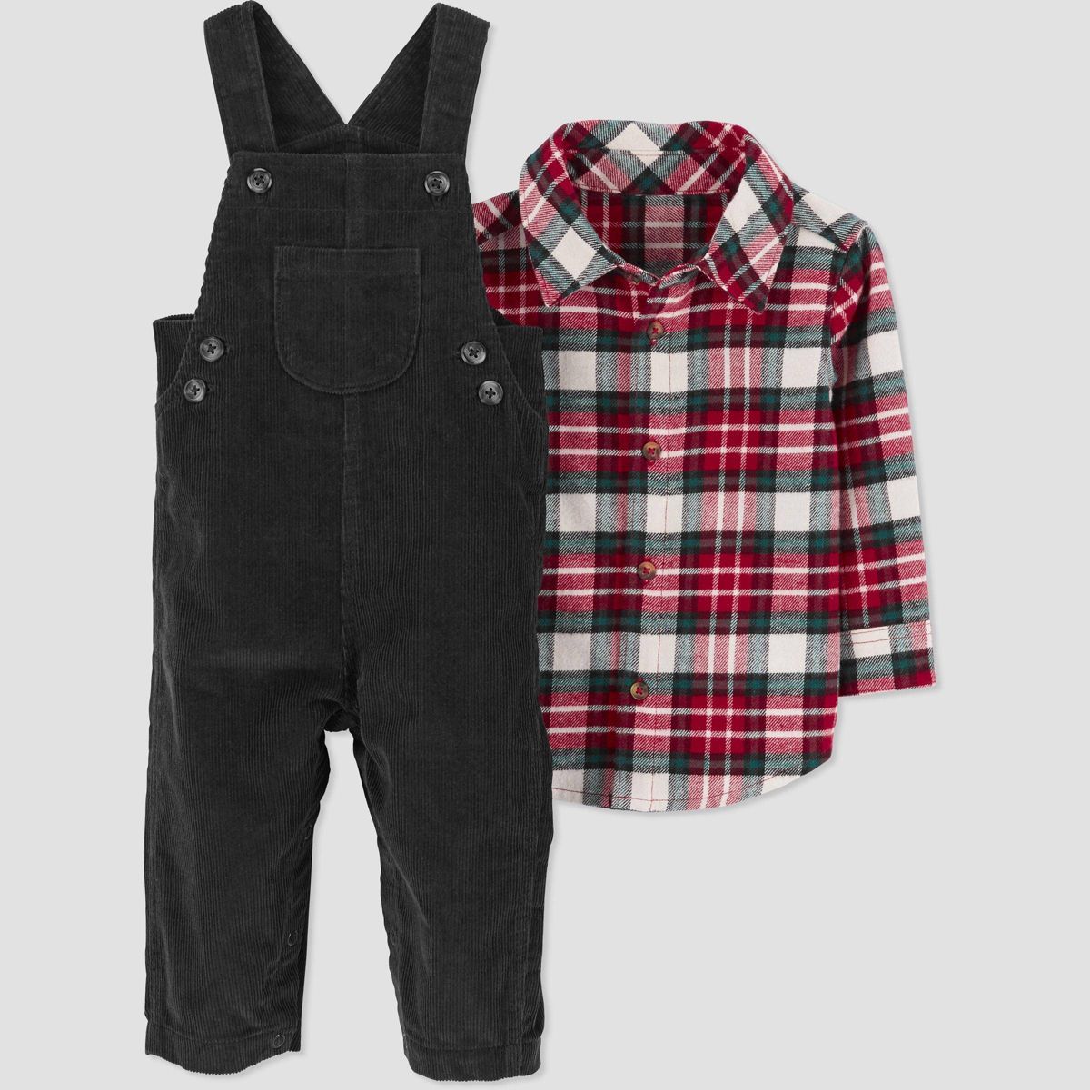 Carter's Just One You®️ Baby Boys' Plaid Top & Overalls Set - Green/Red | Target