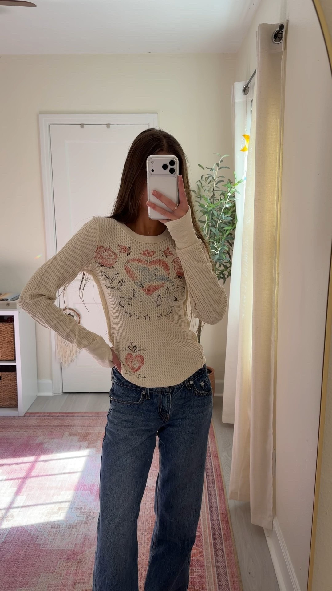 The perfect waffle knit from free people🤍wearing an XS!!! So soft and comfy. Perfect for layering or wearing on its own! I think this one will look so cute with denim shorts in the spring and summer. 

#LTKSeasonal #LTKootd #LTKValentine