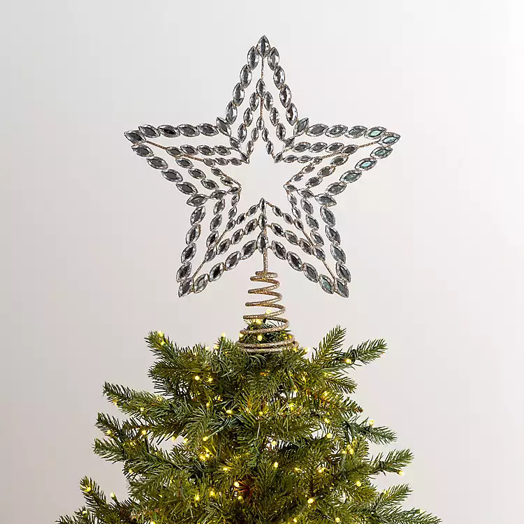 Silver Crystal Star Tree Topper | Kirkland's Home