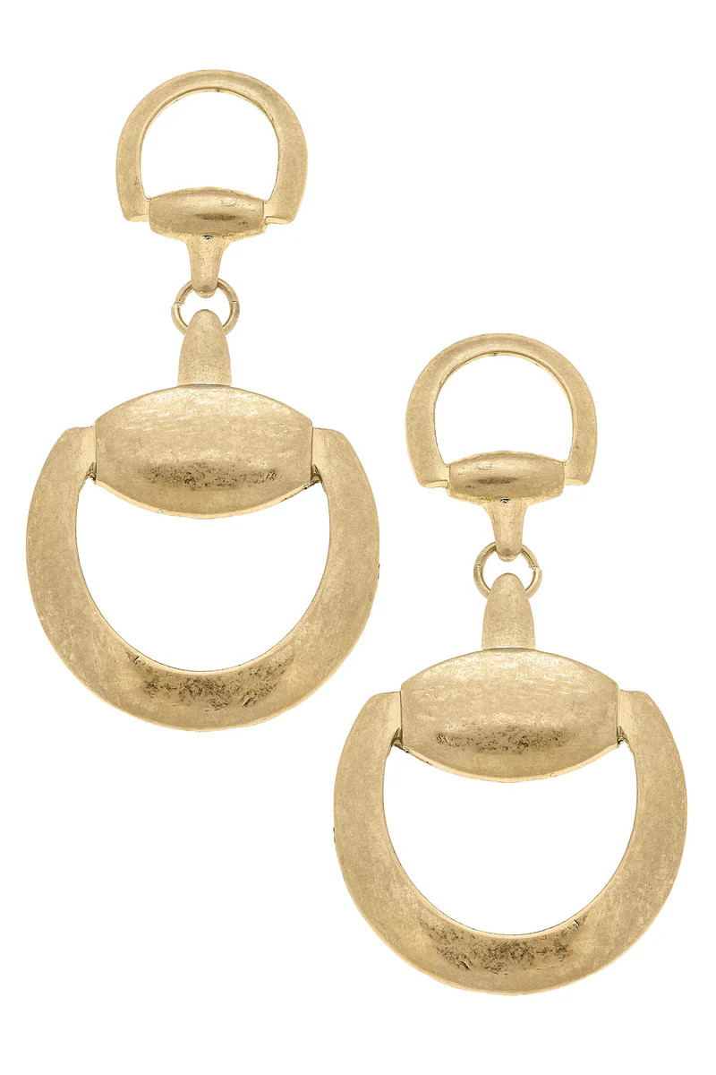 Elise Horsebit Drop Earrings in Shiny Gold | CANVAS