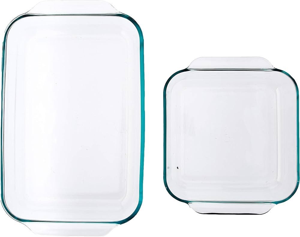 Pyrex 2Piece Basics Value Pack1-Basics 8"/2 dish1-Basics 3 Quart Oblong Bake Dish, 2.2, Clear | Amazon (US)