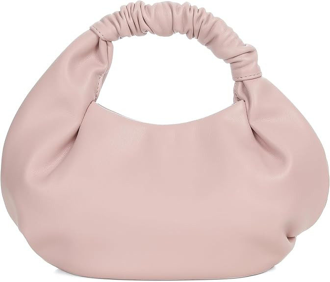 Chic Top Handle Bag for Women Small Ruched Hobo Handbag Soft Faux Leather Tote Bags Purse | Amazon (US)