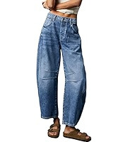 CHARTOU Women's Wide Leg Cropped Baggy Y2k Mid Rise Jeans - Boyfriend Harem Denim Pants | Amazon (US)