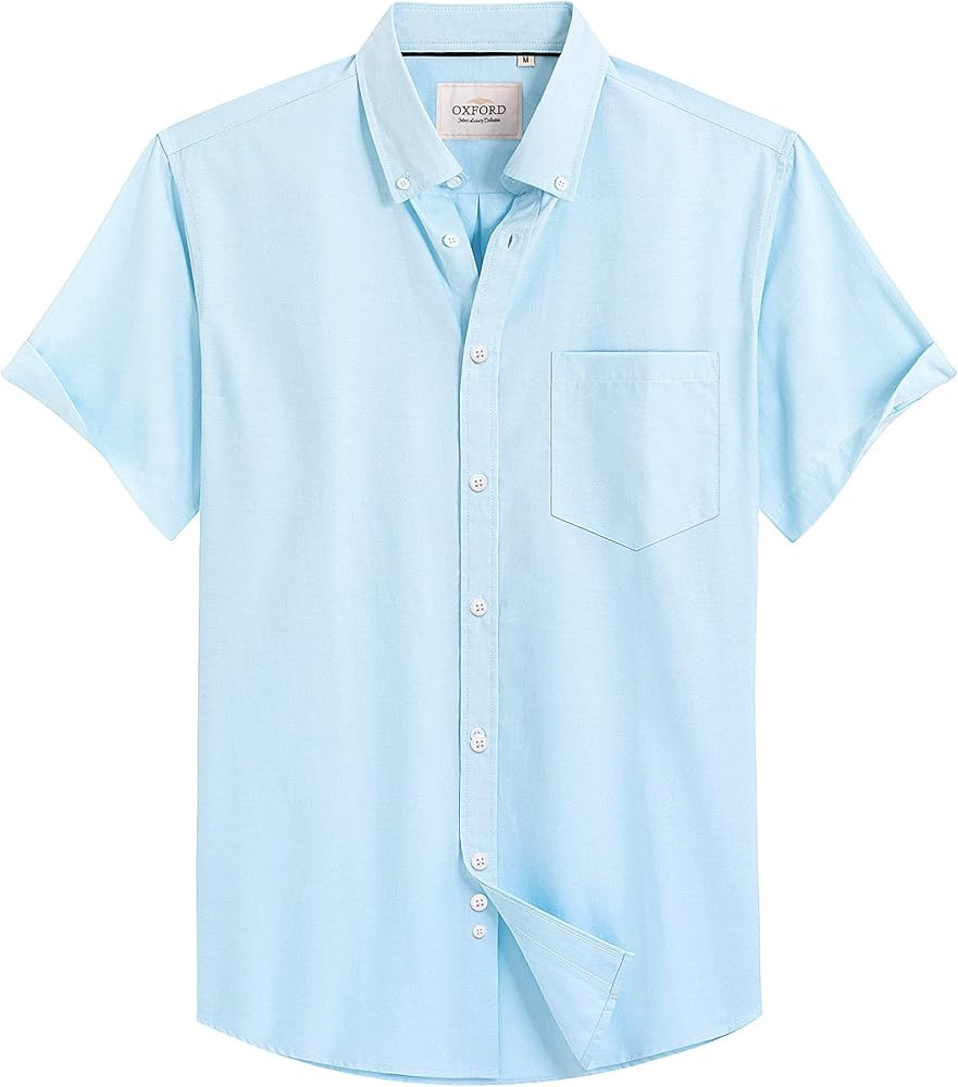 Alimens & Gentle Men's Short Sleeve Oxford Shirt Regular Fit Button Down Collar Shirts with Pocke... | Amazon (US)