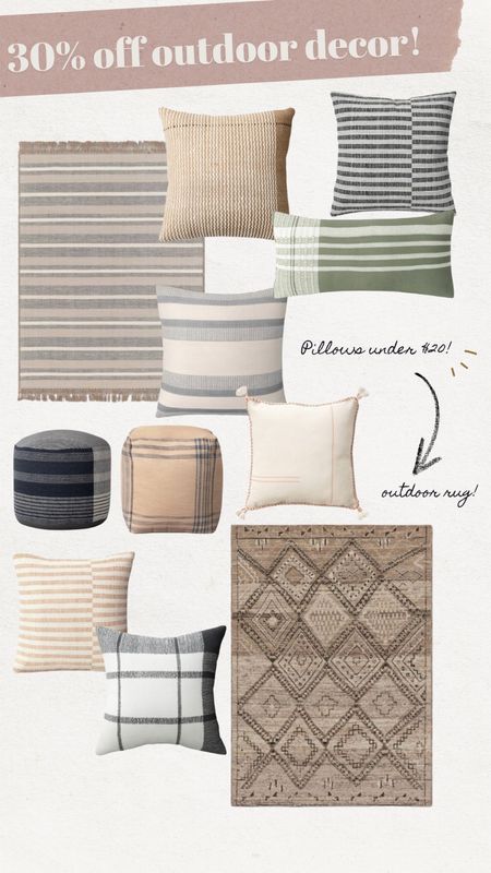 Outdoor Throw Pillows, Rugs, and accessories are 30% off at Target! 

#LTKSeasonal #LTKFind