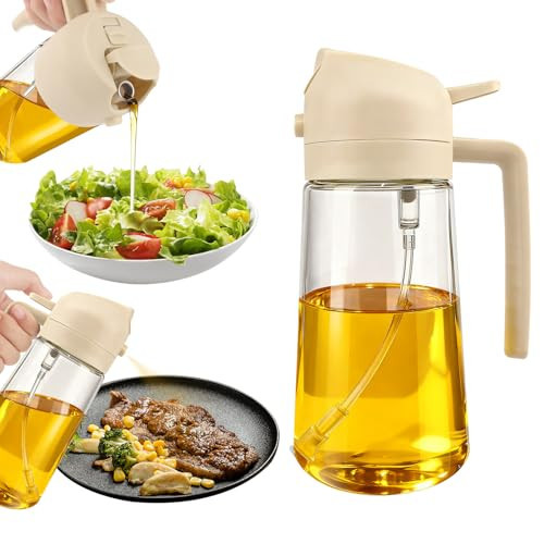 Glass Olive Oil Sprayer for Cooking, Oil Dispenser Bottle for Kitchen Gadgets, 2 in 1 Spray and Pour bottle, Home and Kitchen Essentials, Air Fryer Accessories for Salad, BBQ (16oz/470ml, White) | Amazon (US)