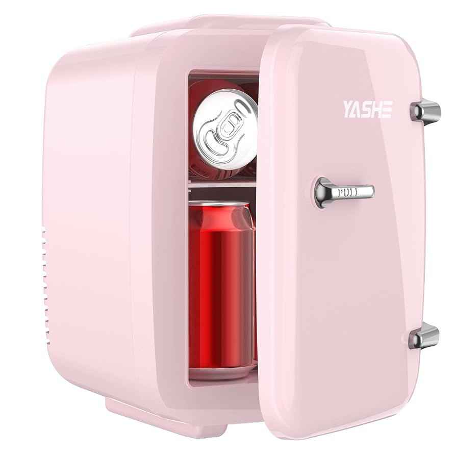 YASHE Mini Fridge, 4 Liter/6 Cans Small Refrigerator for Skincare, 110V AC/ 12V DC Thermoelectric... | Amazon (US)