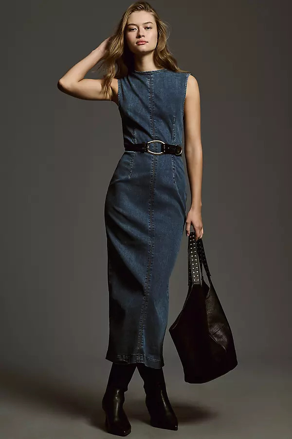 Reformation Kendi Sleeveless Denim Midi Dress | Anthropologie (US)