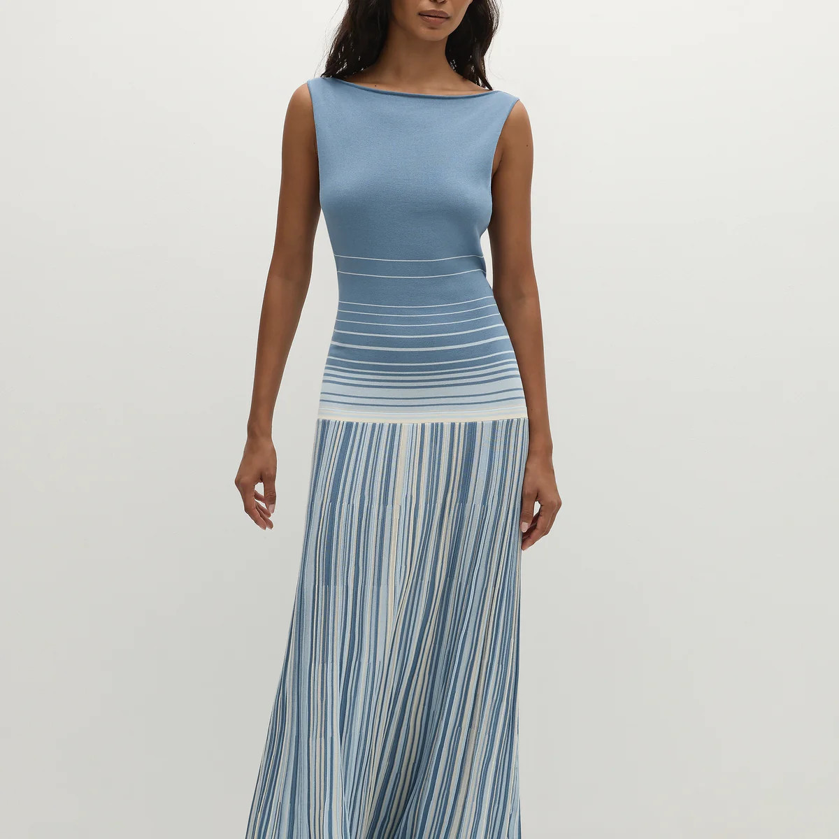 Xyla Maxi Dress Accordion Stripe Mineral Blue - Final Sale | Faithfull (AU)