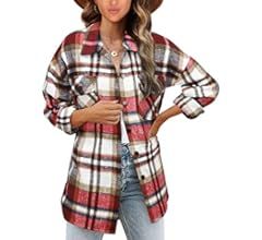 Beaully Women's Brushed Plaid Shirts Long Sleeve Flannel Lapel Button Down Pocketed Shacket Jacke... | Amazon (US)