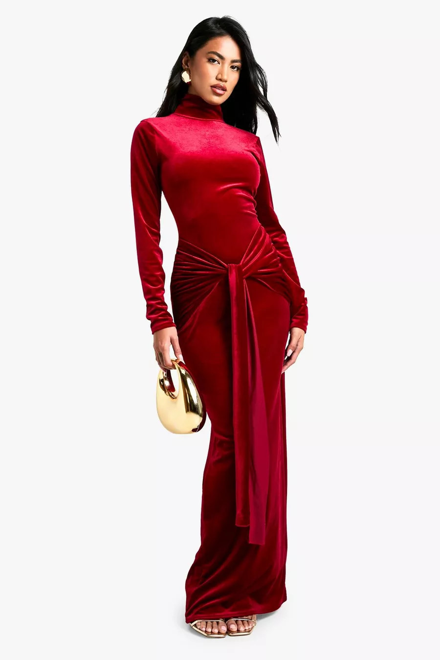 Velvet Tie Waist Maxi Dress | Boohoo.com (UK & IE)