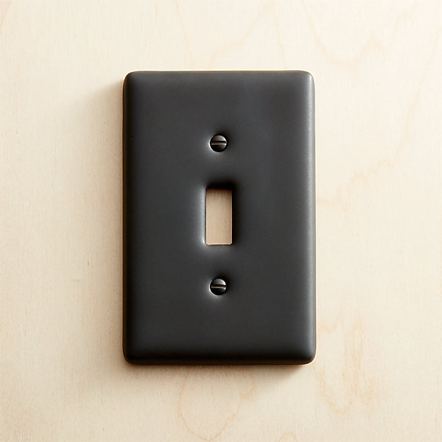 Black Ceramic Single Toggle Switch Plate | CB2