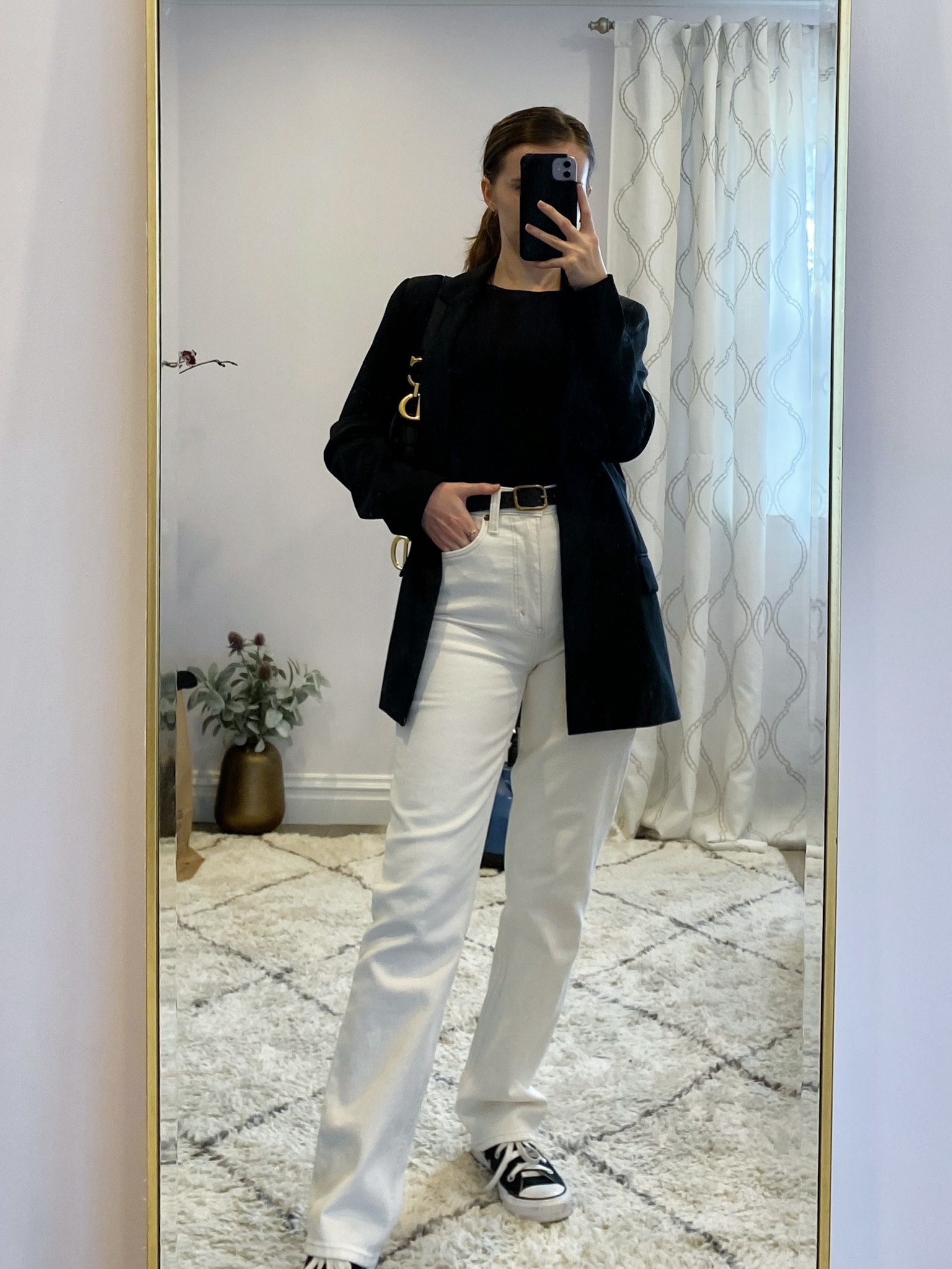 A black blazer paired with a black long sleeve top, white jeans, sneakers, and a saddle bag makes a cute workwear or winter / spring outfit  idea. 
.
.
.
.
.

Winter outfits | Blazer outfits | blazer and jeans | black blazer outfit | casual blazer outfit | oversized black blazer | double breasted blazer | casual outfits | casual work outfits | basic tops | black top | jeans outfit | jeans and sneakers | jeans and blazer | high waisted jeans | high rise jeans | white jeans outfit | straight jeans outfit | black converse | converse outfit | designer bags | outfit ideas | outfit inspo | spring outfits | spring fashion | 

#LTKSeasonal #LTKU #LTKSaleAlert #LTKGiftGuide #LTKWorkwear #LTKTravel #LTKShoeCrush #LTKItBag #LTKPetite

#LTKFindsUnder100 #LTKFindsUnder50 #LTKStyleTip