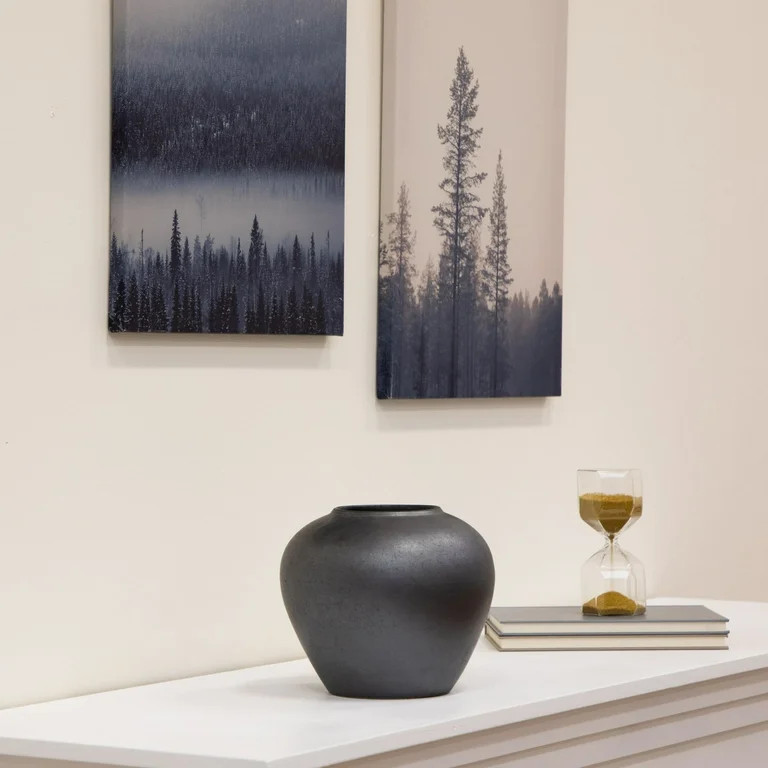 Better Homes & Gardens 7" Dark Gray Ceramic Round Urn Vase | Walmart (US)